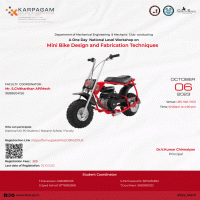 One Day National Level Workshop on Mini Bike Design and Fabrication Techniques 2023 Workshop Poster
